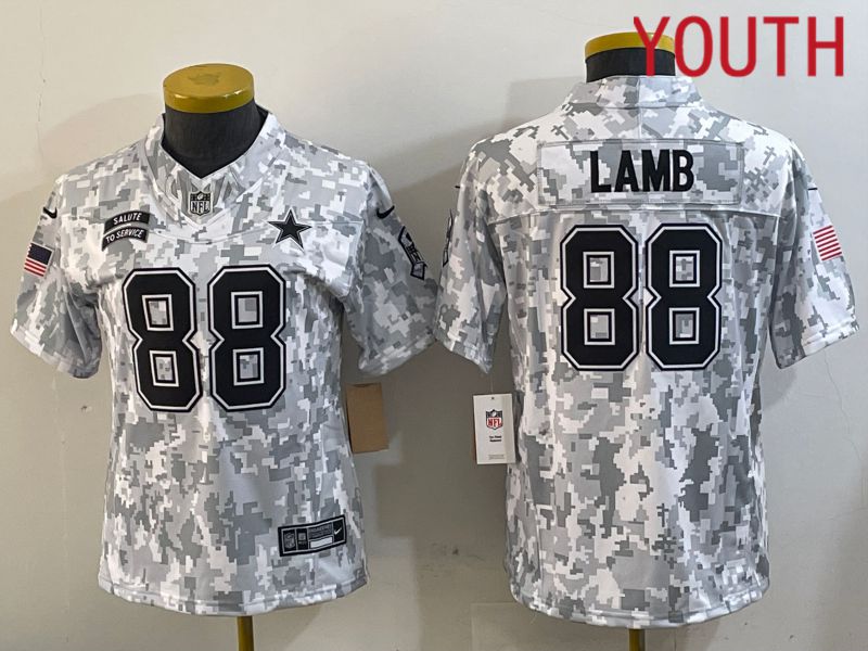 Youth Dallas Cowboys 88 Lamb Nike Arctic Camo 2024 Salute to Service Limited NFL Jersey style 4